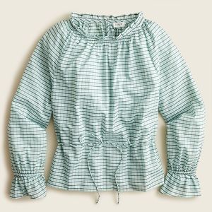 NWT J Crew Tie-Waist Top in Aqua Plaid